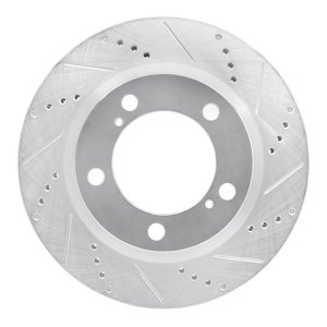 Lexus LX570 Brake Rotor (1) - Front Right - R1 Concepts - Drilled & Slotted - Silver - `08-`21